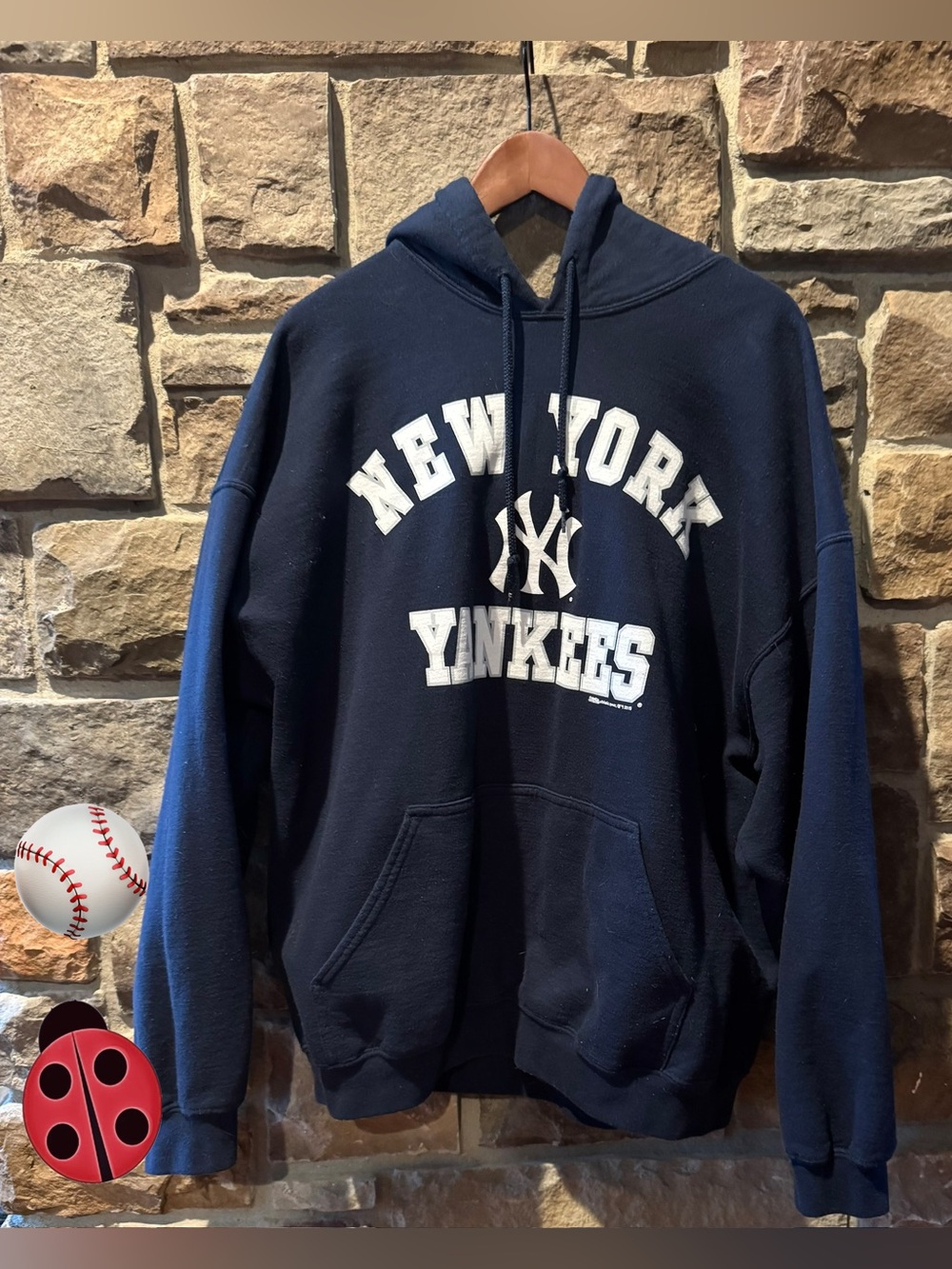 Men's Navy Hoodie Sweatshirt NY Yankees -Vintage in great condition-2XL